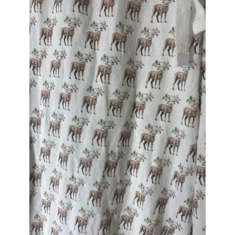 Girls Lila and Hayes White Reindeer Cotton PJ Pants Sz 7
